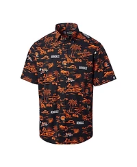 Reyn Spooner Men's Black Cincinnati Bengals Throwback Kekai Print Button-Up Shirt