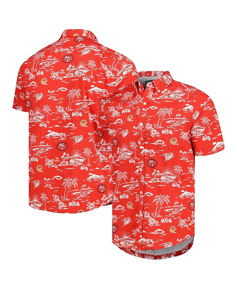 Reyn Spooner Men's Scarlet San Francisco 49ers Throwback Kekai Print Button-Up Shirt