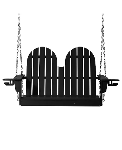 WestinTrends 4ft Outdoor Hdpe Poly Farmhouse Hanging Porch Swing With Cup Holders