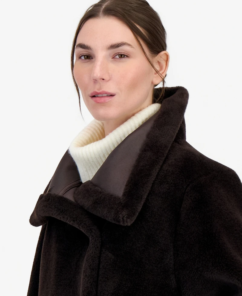 Calvin Klein Women's Funnel-Neck Teddy Jacket, Created for Macy's