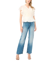 Vince Camuto Women's Lace Front Wrap Peplum Top