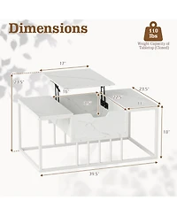 Gymax Lift-Top Coffee Table With Hidden Storage and Heavy-Duty Metal Frame for Living Room