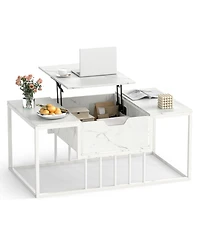 Gymax Lift-Top Coffee Table With Hidden Storage and Heavy-Duty Metal Frame for Living Room