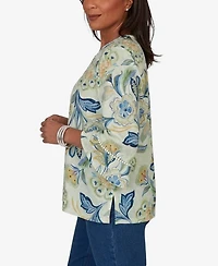 Alfred Dunner Petite Indigo Girls Bold Meadow Floral Knit Top