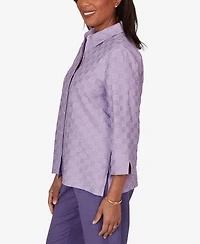 Alfred Dunner Petite Grand Bazaar Box Textured Button-Front Top