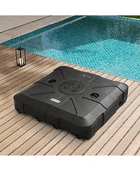 Pellebant 350 lbs. Sand/Water Fillable 3D Surface Square Hdpe Offset Cantilever Patio Umbrella Base with 8-Wheels