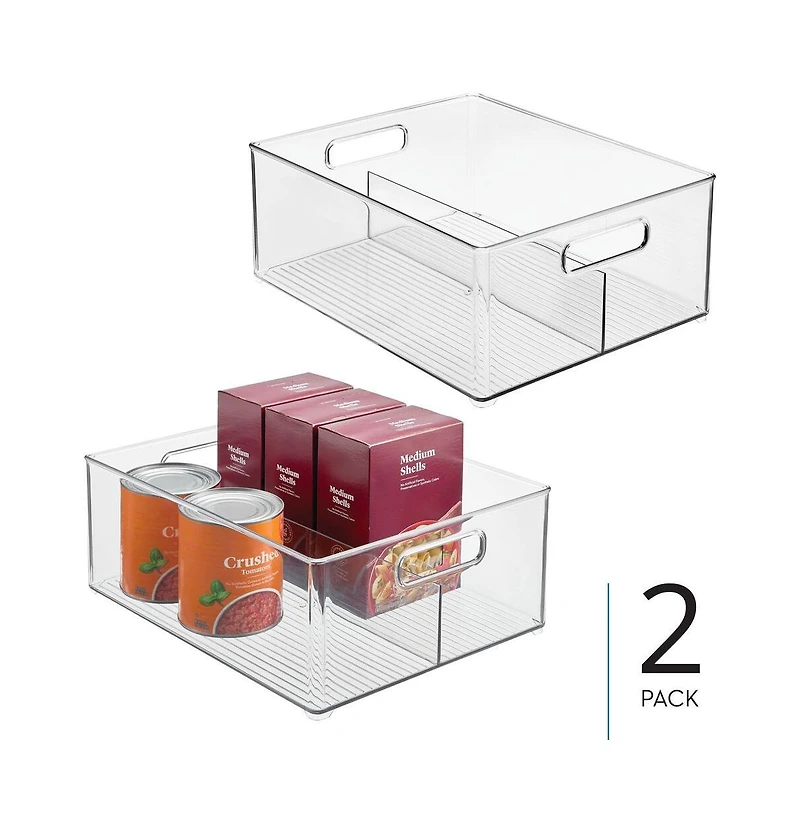 iDesign Divided Pantry Bin with Handles for Fridge or Pantry