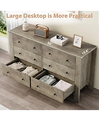 homfan Wide 6 Drawer Dresser for Bedroom - Modern Wooden Chest with Deep Storage Drawers, Metal Knobs Ideal Kids Room, Entryway, Hallway