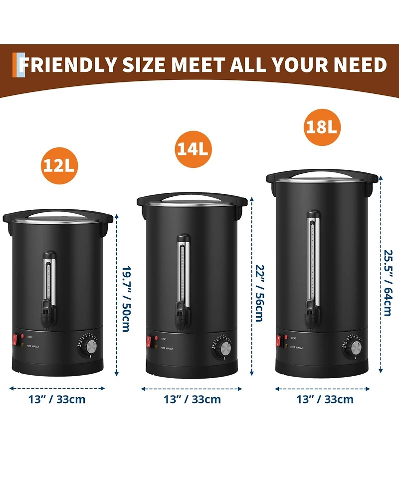 gaomon 12L Double Wall Commerical Coffee Urn, Hot Coffee Dispenser, Black for Wedding, Buffet, Catering, Events, Outdoor Bar