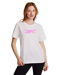 Reebok Women's Vector Boxy Crewneck Graphic Print Top
