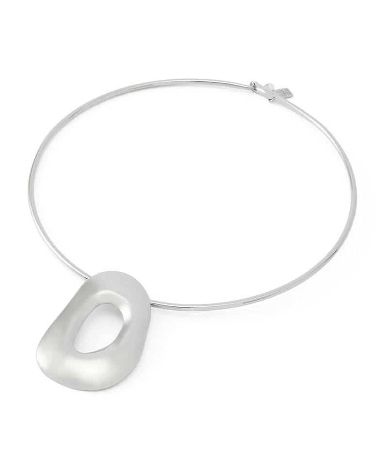 Robert Lee Morris Soho Rhodium Sculpted Link Pendant Wire Collar Necklace