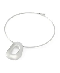 Robert Lee Morris Soho Rhodium Sculpted Link Pendant Wire Collar Necklace