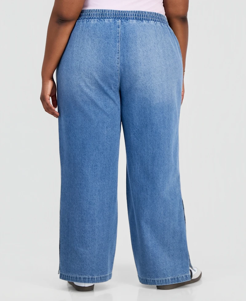 Madden Girl Trendy Plus Break Away Pull-On Wide-Leg Jeans