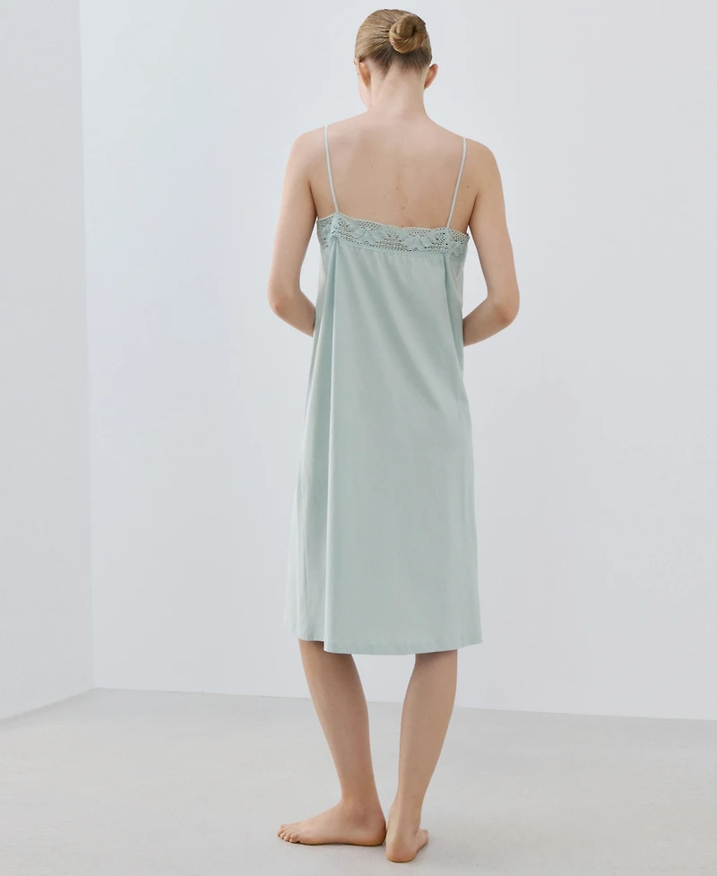Mango Women's Cotton Lace Nightgown