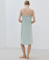 Mango Women's Cotton Lace Nightgown