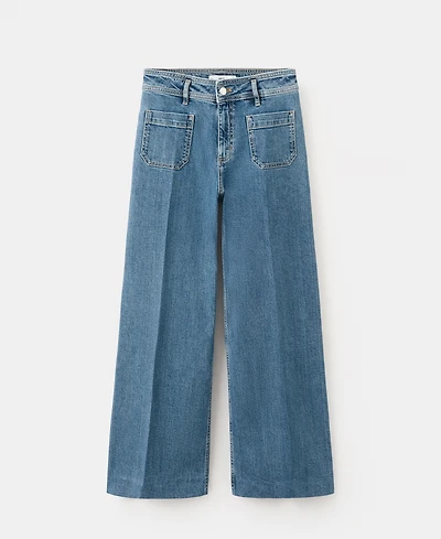Mango Women's Pockets Wide Leg Jeans