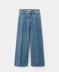 Mango Women's Pockets Wide Leg Jeans