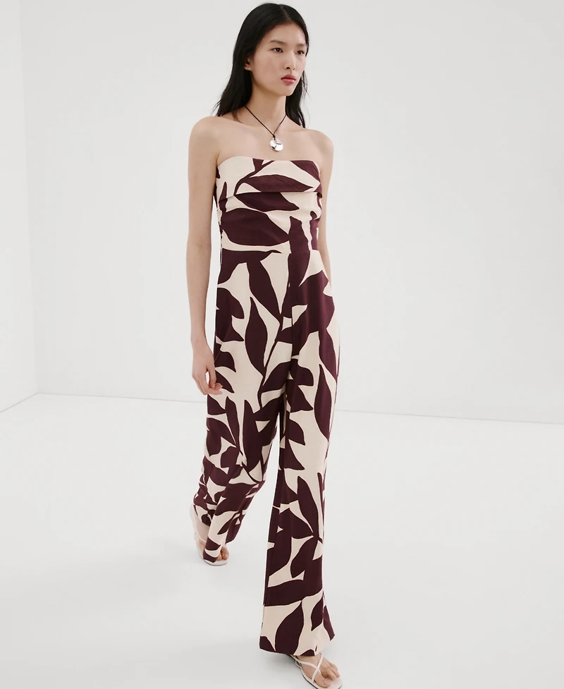 Mango Women's Printed Strapless Jumpsuit