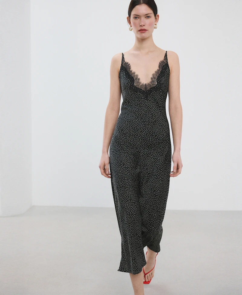 Mango Women's Polka Dot Lace Dress