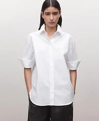 Mango Women's Three-Quarter-Sleeve Button-Down Shirt