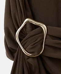 Mango Women's Ruched Bodice Brooch Dress