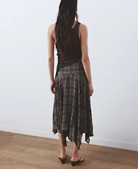 Mango Women's Checked Asymmetric Skirt