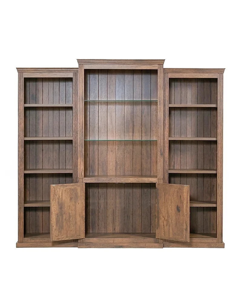 Streamdale Furniture 78.75 Inch 3-Piece Led Display Cabinet with Tempered Glass Shelves