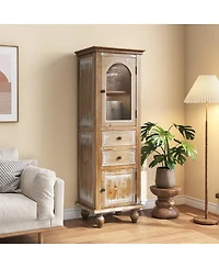 Streamdale Furniture Farmhouse Tall Narrow Storage Cabinet with 2 Drawers and 2 Doors
