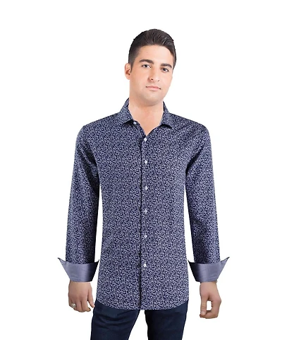 Elie Balleh Men's Slim Fit Floral Printed Button-Down Shirt
