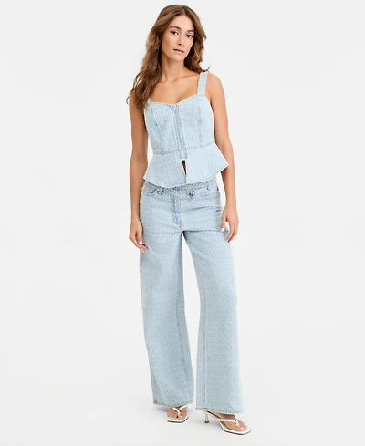 Bar Iii Women's High-Rise Wide-Leg Jeans, Macy's Exclusive