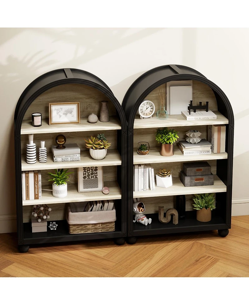 Streamdale Furniture 4-Tier Arched Storage Cabinet with Metal Frame
