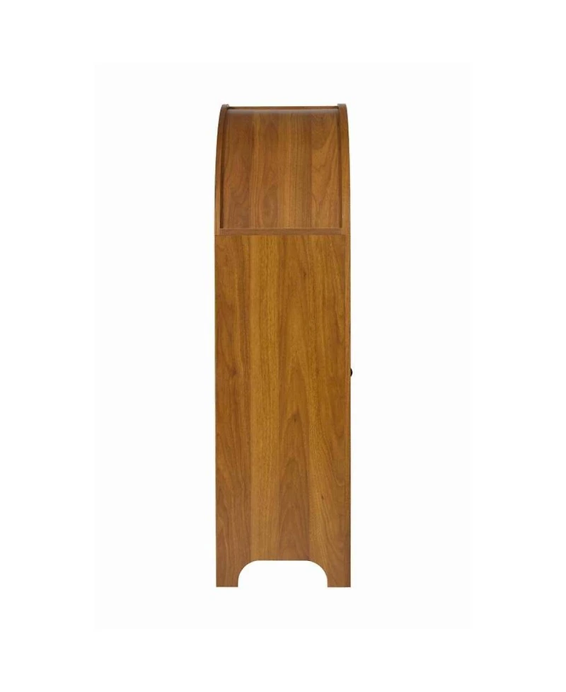Streamdale Furniture Hand-Carved Solid Wood Arched Storage Cabinet with Open Shelf