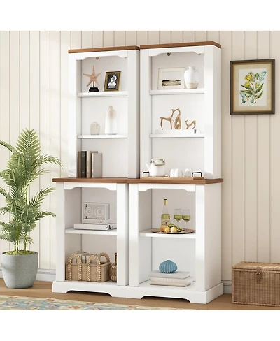 Streamdale Furniture Two-Piece Elegant Freestanding Tall Cabinet with Curved Shelving