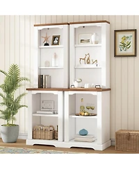Streamdale Furniture Two-Piece Elegant Freestanding Tall Cabinet with Curved Shelving