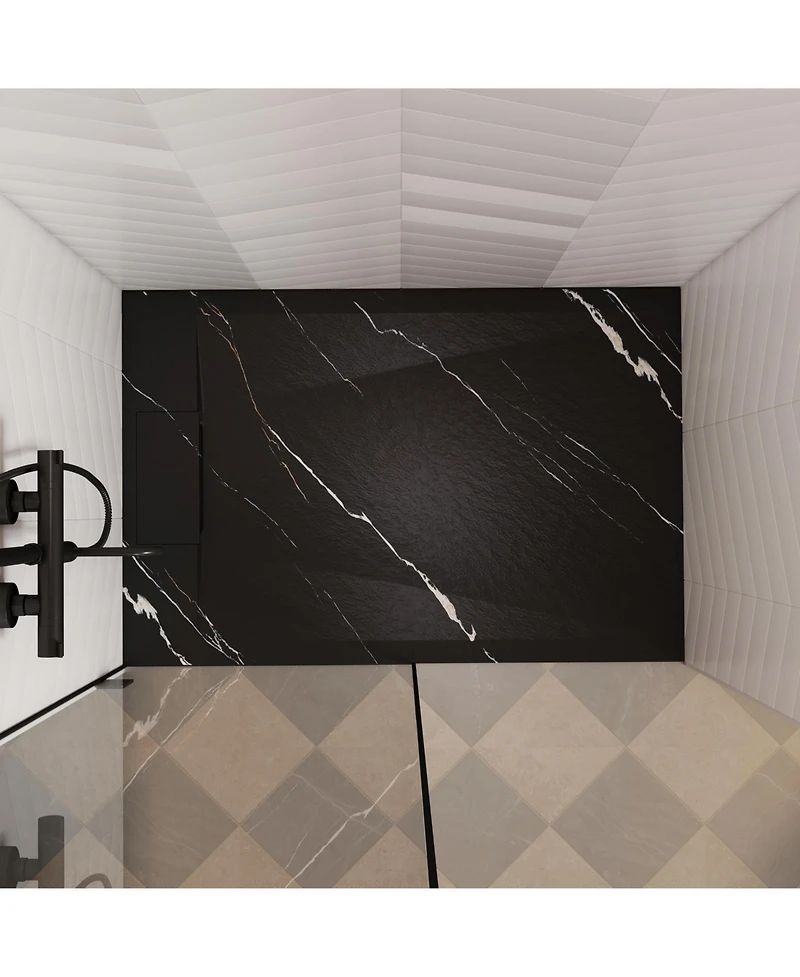 Casainc Low-Profile Smc Shower Base with Reversible Drain, Drain Cover, Non-Slip