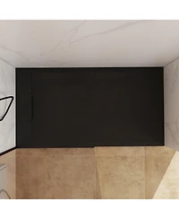 Casainc Wheelchair-Friendly Shower Base with Non-Slip Surface, Reversible Drain
