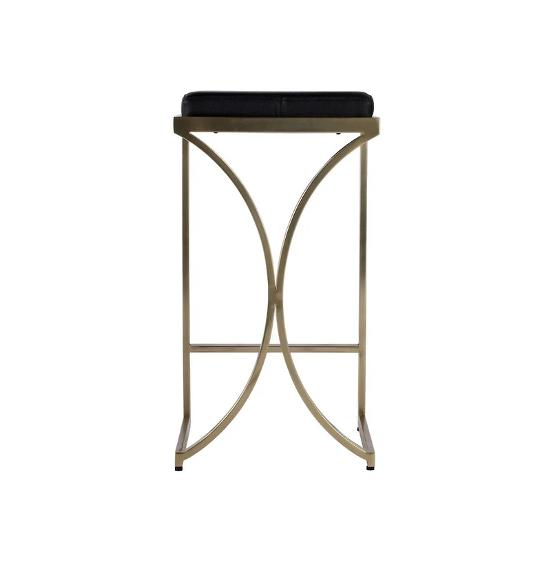 Butler Specialty Natalya Seat Height Square Upholstered and Metal Backless Counter Stool with Footrest
