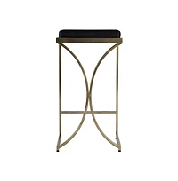 Butler Specialty Natalya Seat Height Square Upholstered and Metal Backless Counter Stool with Footrest