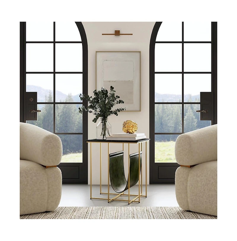 Butler Specialty Stephanik 20.25 in. W Rectangular Marble and Leather Magazine Side Table