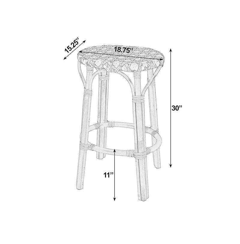 Butler Specialty Ballito Seat Height Oval Rattan Bar Stool with Footrest