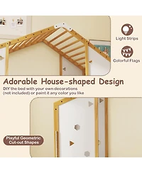 Slickblue Twin Floor Bed with Monkey Bars Montessori Climbing Bed