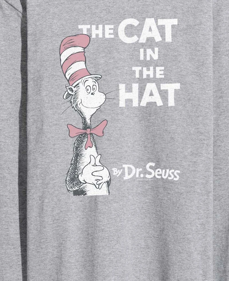 Airwaves Men's Dr. Seuss Cat Hat Vintage Faded Long-Sleeve Graphic T-Shirt
