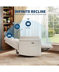 gaomon Power Recliner Glider Chair with Smooth Swivel and Rocking Motion Recline Usb Charging Port Premium Chenille Fabric and Double Armrests