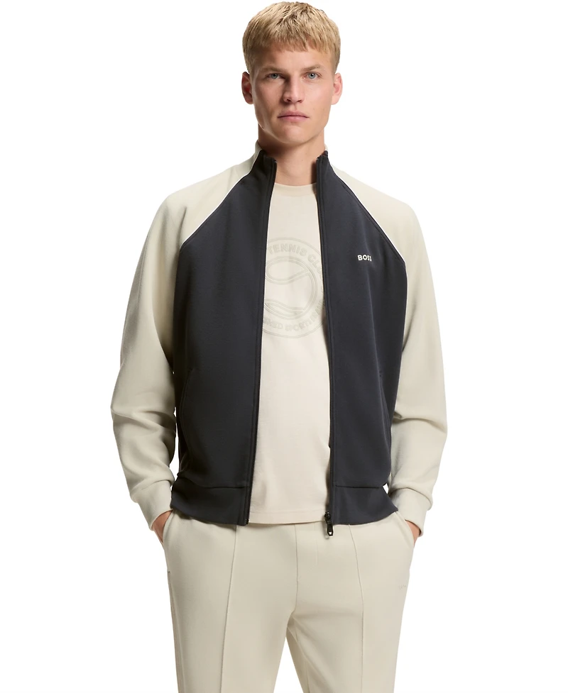 Boss by Hugo Men's Cotton-Blend Contrast Piping Sweatshirt