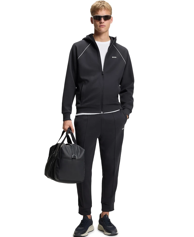 Boss by Hugo Men's Cotton-Blend Zip-Up Piping Detail Hoodie