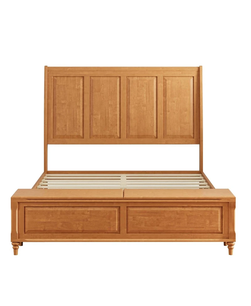 Streamdale Furniture Queen Sleigh Bed Frame with Tall Headboard and 64" Storage Bench