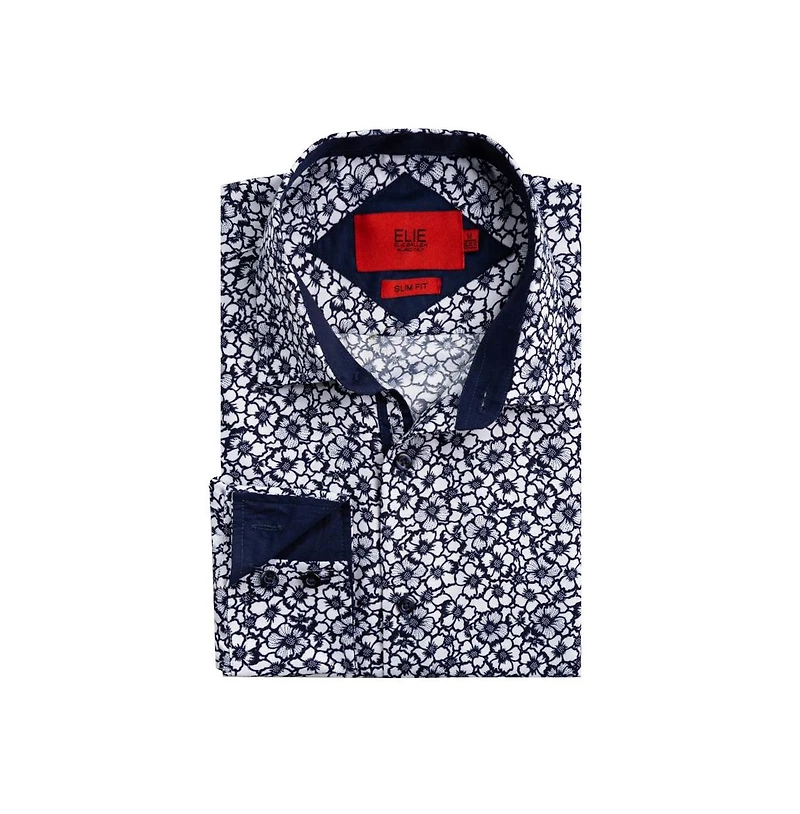 Elie Balleh Men's Slim Fit Floral Print Button-Down Shirt for Men