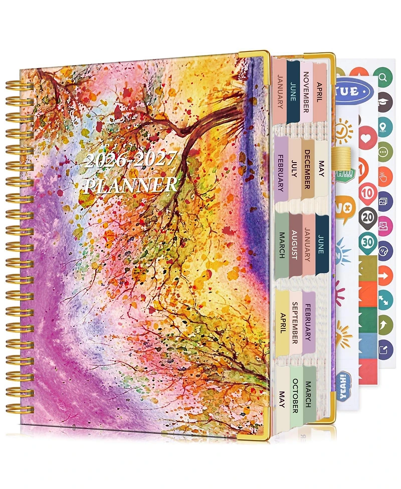 Gnuadz Planner 18 Month Weekly Monthly Daily Spiral Hardcover Agenda Organizer Tabs Calendar Tree 2026-2027