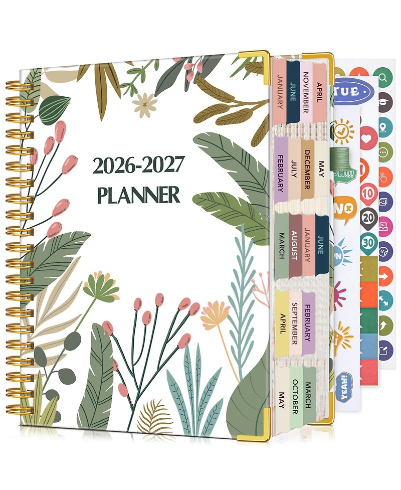 Gnuadz Planner 18 Month Weekly Monthly Daily Spiral Hardcover Agenda Organizer Tabs Calendar Tree 2026-2027