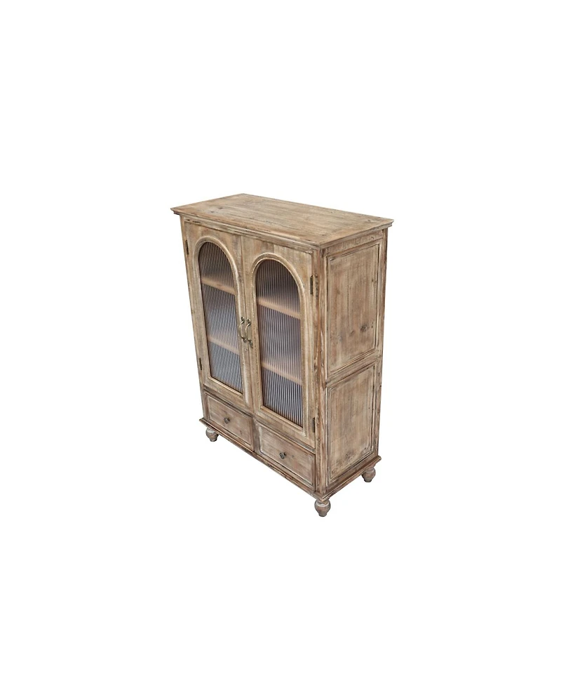 Streamdale Furniture Farmhouse Distressed Wood Kitchen Pantry Cabinet with Glass Doors and Drawers
